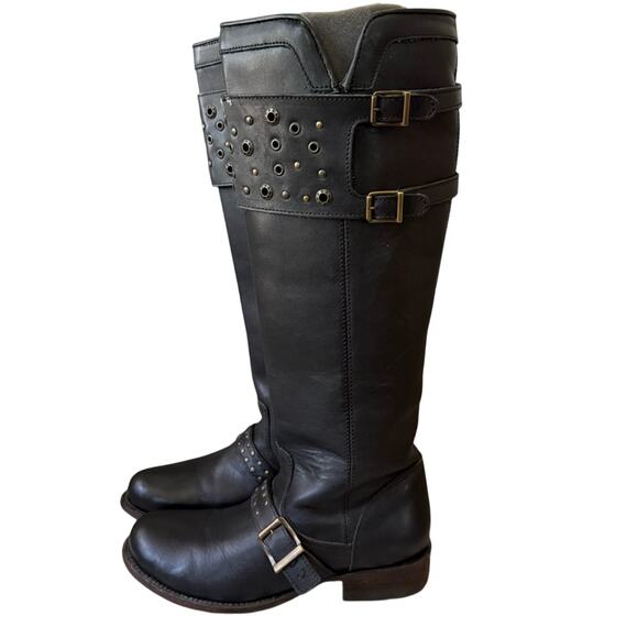 Corral Black Leather Tall Boots Women’s 8.5 - Picture 1 of 10
